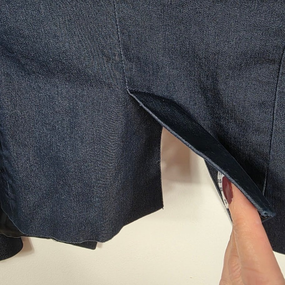 Attention Dark Wash Denim Jean Blazer Jacket Womens Size 16 Single Button Collar - Picture 5 of 8